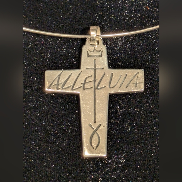 Rare retired James Avery "Alleluia" cross pendant with cuff choker necklace - Picture 3 of 7